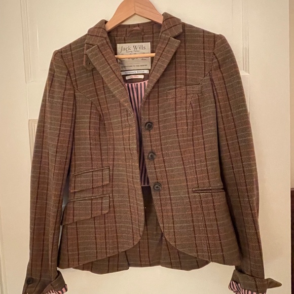 Jack Wills plaid wool blazer riding jacket asymmetrical hem lined - Picture 1 of 5